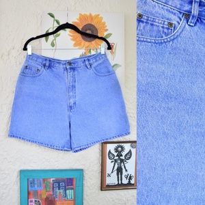 90s blue periwinkle acid wash denim high waisted shorts (29”)